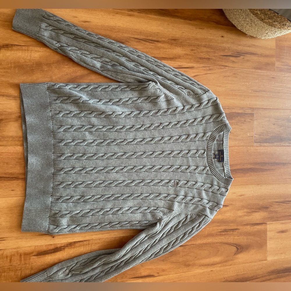 Brooks Brothers Light Gray Cable Knit Sweater Vintage